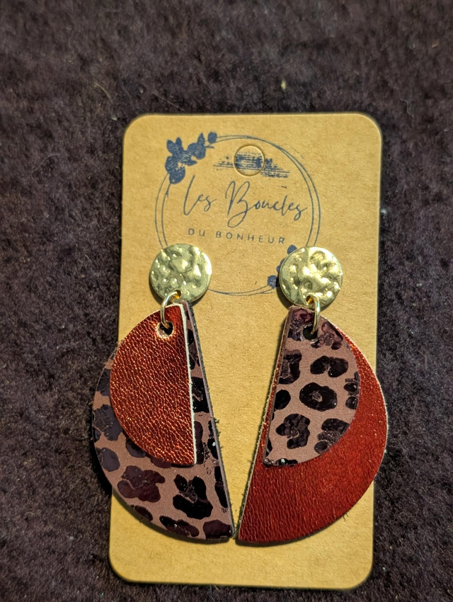 Boucles d'oreilles Ama cuivré léopard a009