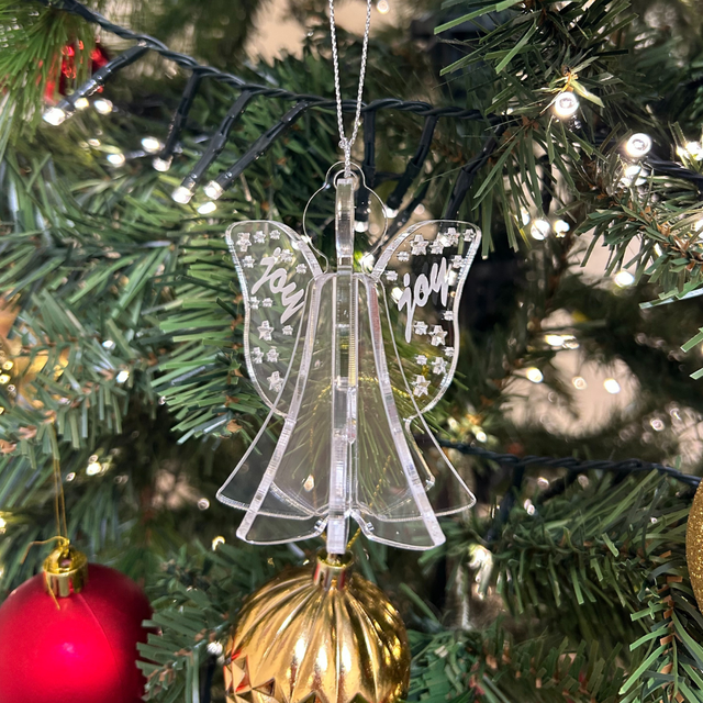 2 x Angel Joy Baubles (Clear)