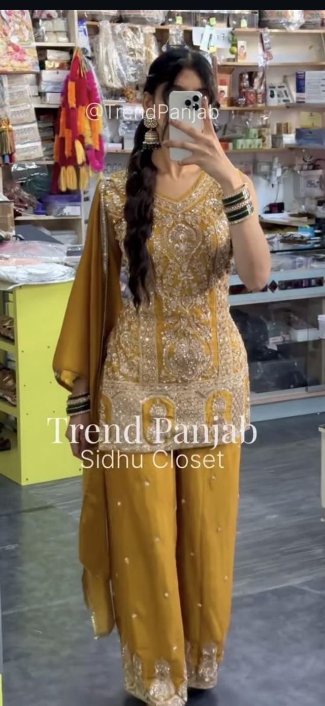 Mustard Yellow Heavy Handwork Sharara