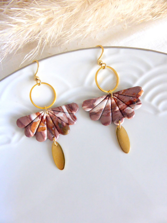 Boucles d'oreilles éventails - Terre Cannelle