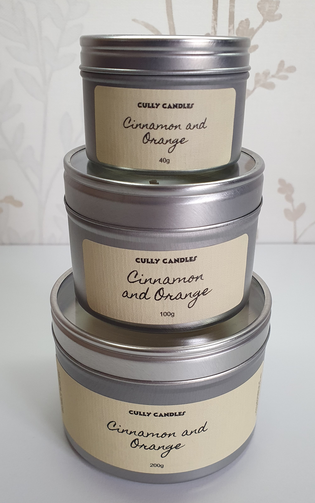 Cinnamon &amp; Orange Soy Wax Candle Container with Windowed Lid