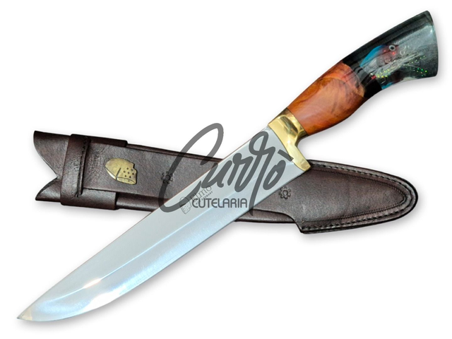 Faca Churrasco Elmo Cabo Híbrido Isca De Peixe Inox 9 Pol