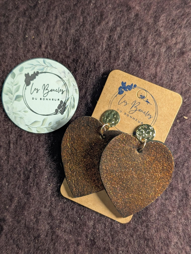 Boucles d'oreilles coeur ❤️ cuivré c005