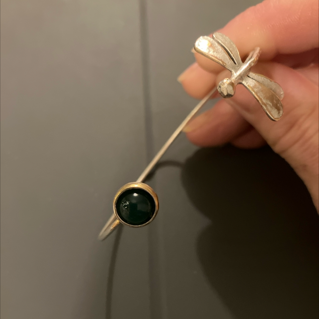 Cats eye dragonfly cuff bracelet 
