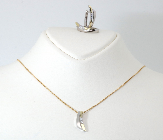Eleganz in Bicolor – Schmuckset aus 925er Silber, rhodiniert & vergoldet mit Zirkonia - Krokus