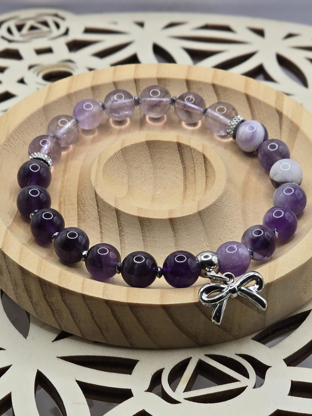 Bracelet Améthyste chevron, claire et foncée 0,8 cm