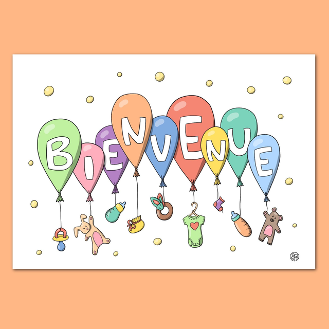 Carte Bienvenue Bébé Ballons