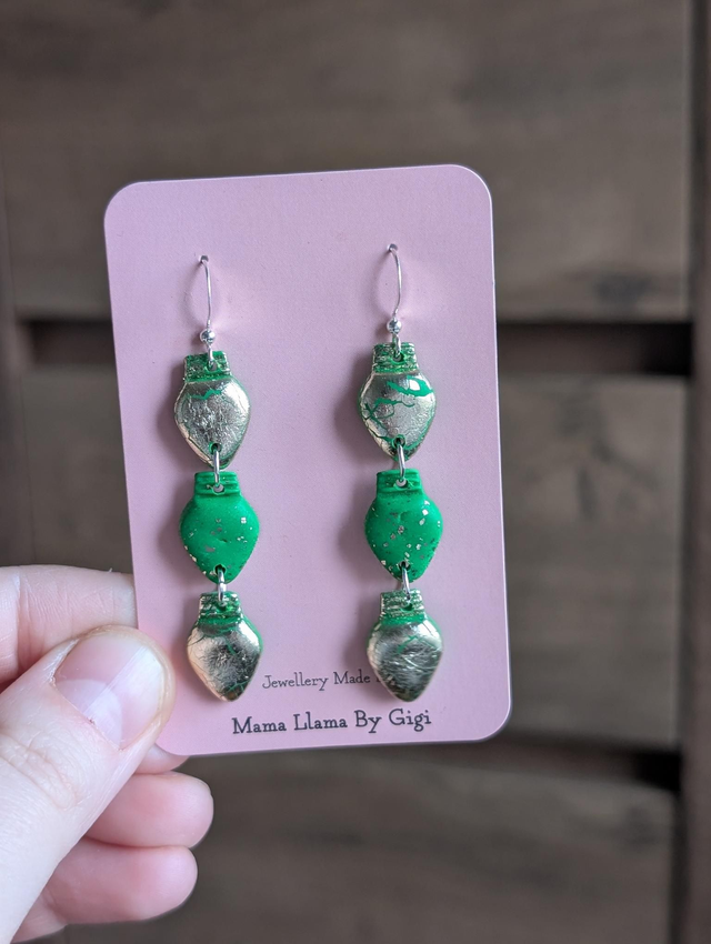 Christmas fairy lights clay earrings 