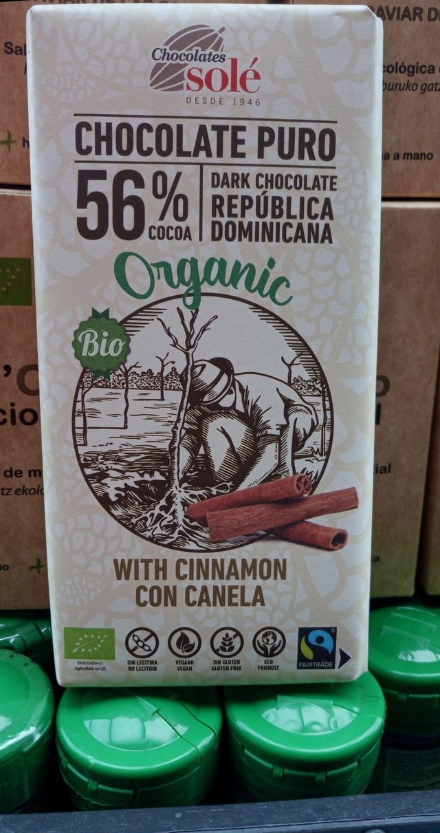 Chocolate 56% con canela