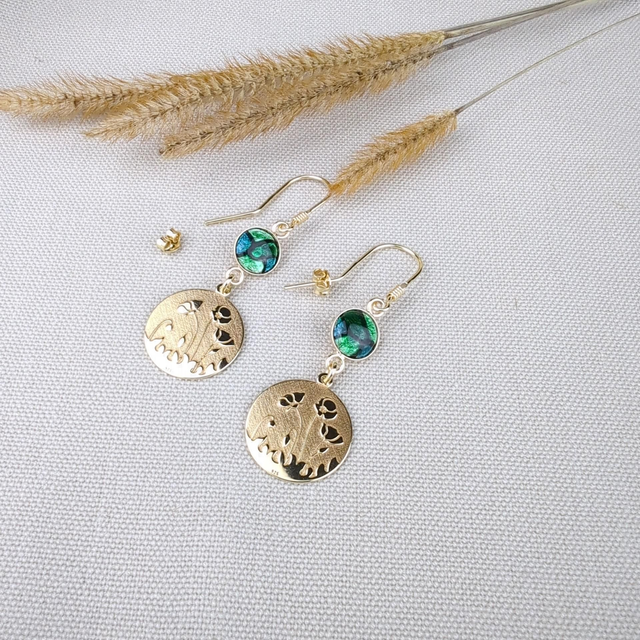 Boucles d'oreilles "Coquelicots" en émail et Plaqué Or 
