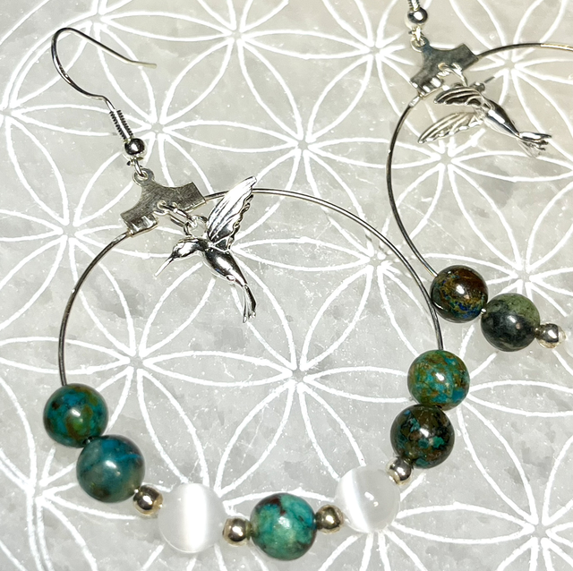 BO - Chrysocolle / Sélénite - argent 925