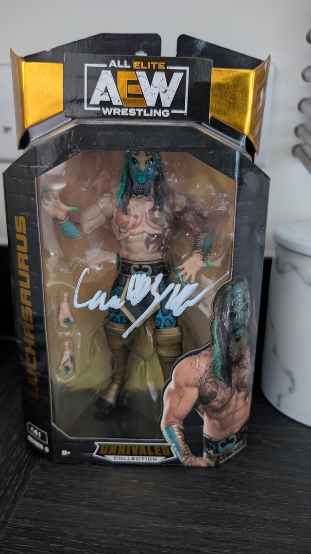 AEW Signed Unrivaled Series 6 Luchasaurus #41 Figure with SWAU Authentication 