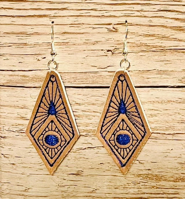 Boucles d'oreilles losanges simili-cuir "effet daim"