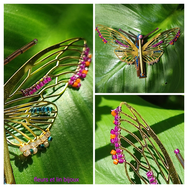 🦋 broche tissée main en perles de verre miyuki pièce unique 