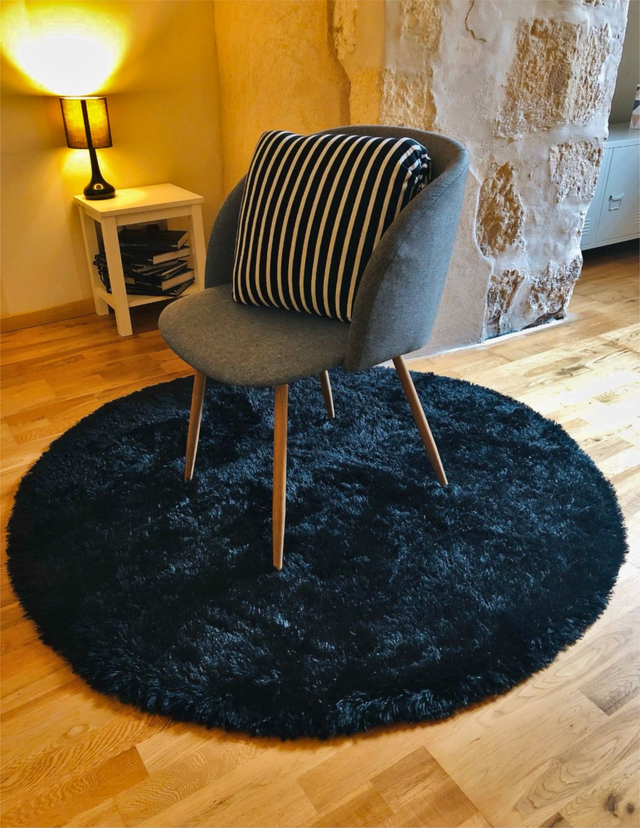 HODYSSEA Tapis RONDOUX Diamètre 120 cm 100% Polyester Poils longs