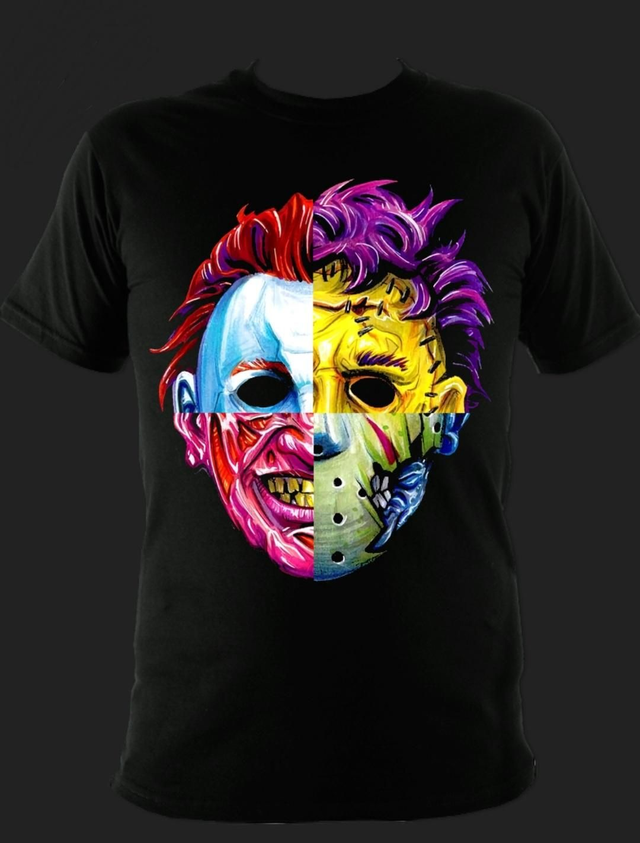 Michael, Leatherface, Jason, Freddy Face T-shirt