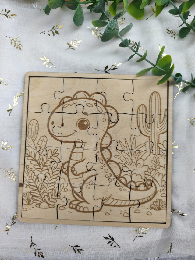 Puzzle en bois à colorier Dinosaure 