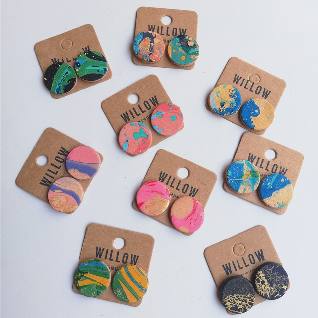 Willow Leather: Medium Leather Circle Earrings