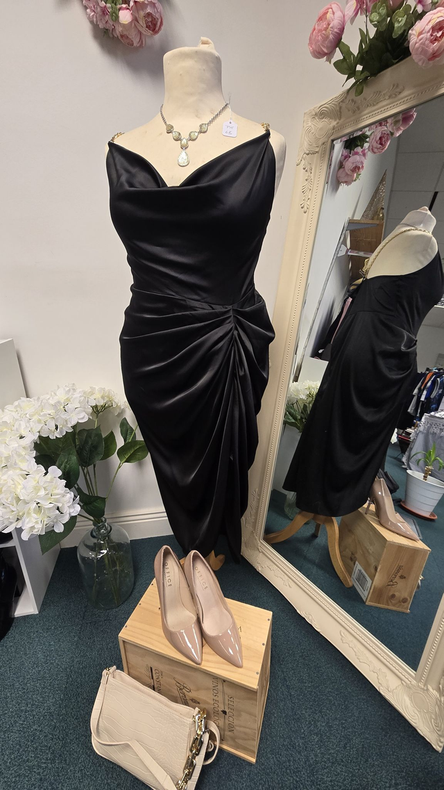 Black satin dress