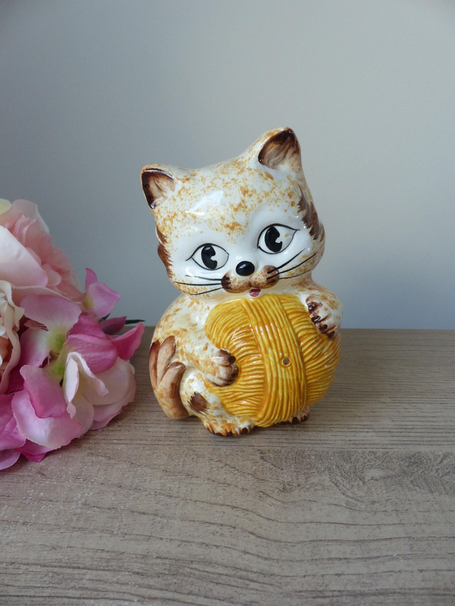 Ravissant Dévidoir à Ficelle de Cuisine Chat en Céramique, Porte Ficelle Chat Décoration Bureau Buanderie Cellier Cuisine Atelier