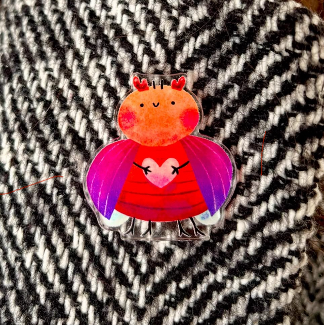 Pin’s acrylique, petite bête porte bonheur 