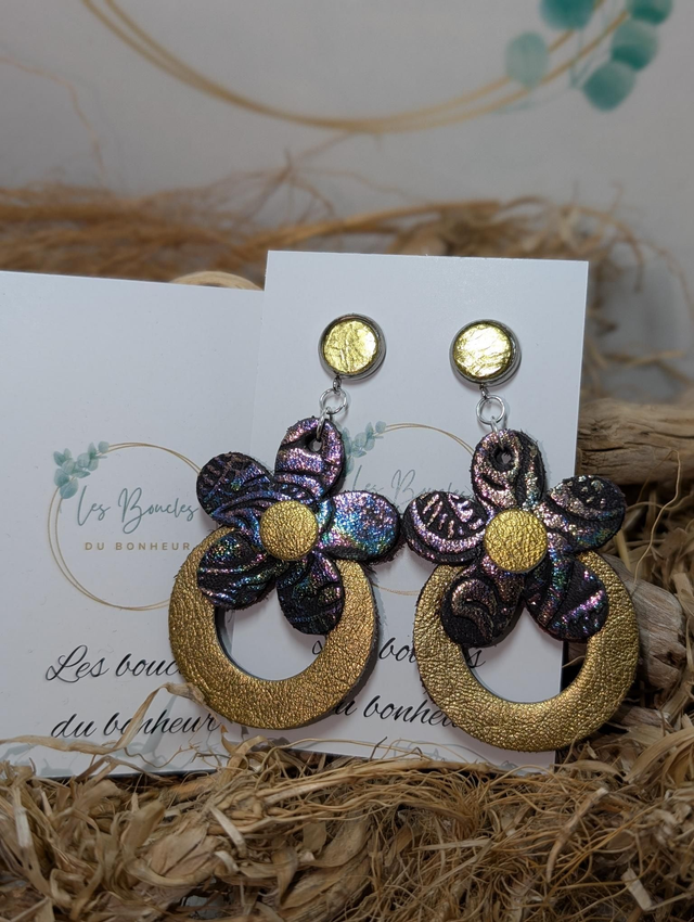 Boucles d'oreilles Baby Marguerite doré holographique mo1500