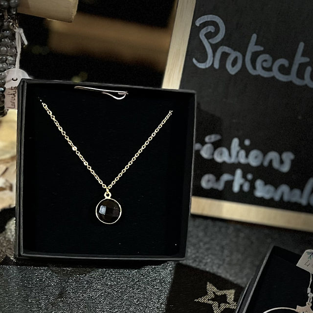 Z- Collier - Onyx - plaqué or