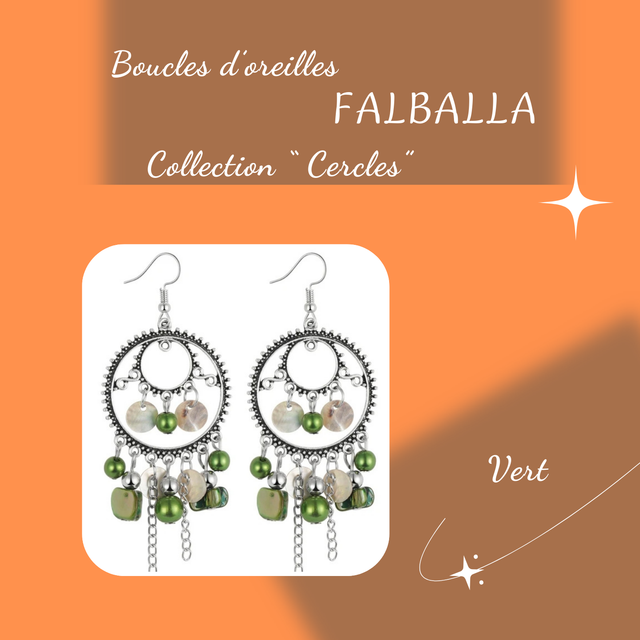 Boucles d&#039;oreilles FALBALLA - Collection Cercles - Vert