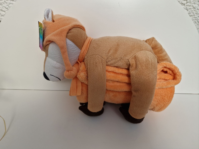 Peluche Renard Avec Plaid Orange