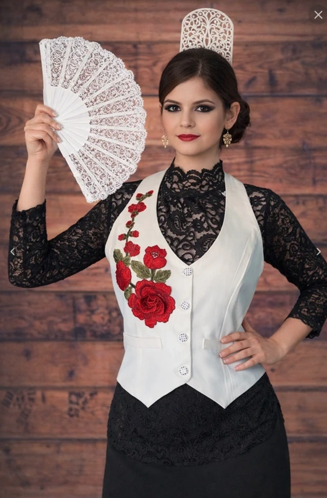 509 Taille M Gilet bohème Flamenco Dos nu 