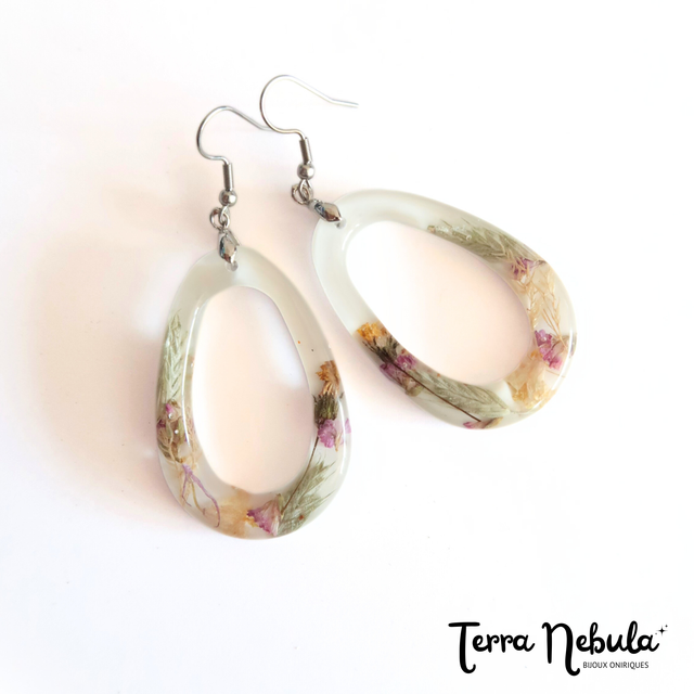 Grandes Boucles d&#039;oreilles fleuries Champêtre | BO247F