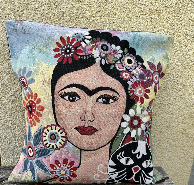 Fourre de coussin Frida Kahlo chat