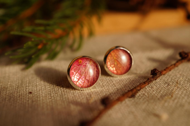 Clous d'oreilles - Hydrangea vanille-fraise