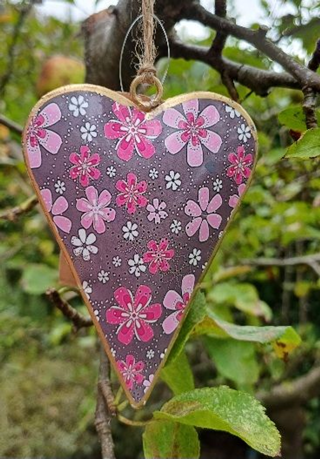 Pink Flowers Heart Decoration