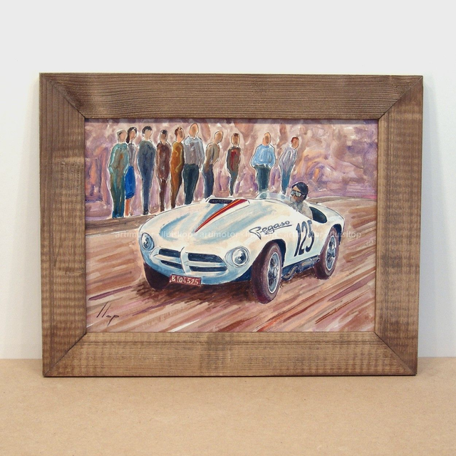 Artimotor enmarcado 28x35 - 1953 Palacio con Pegaso Z102, subida a la Rabassada