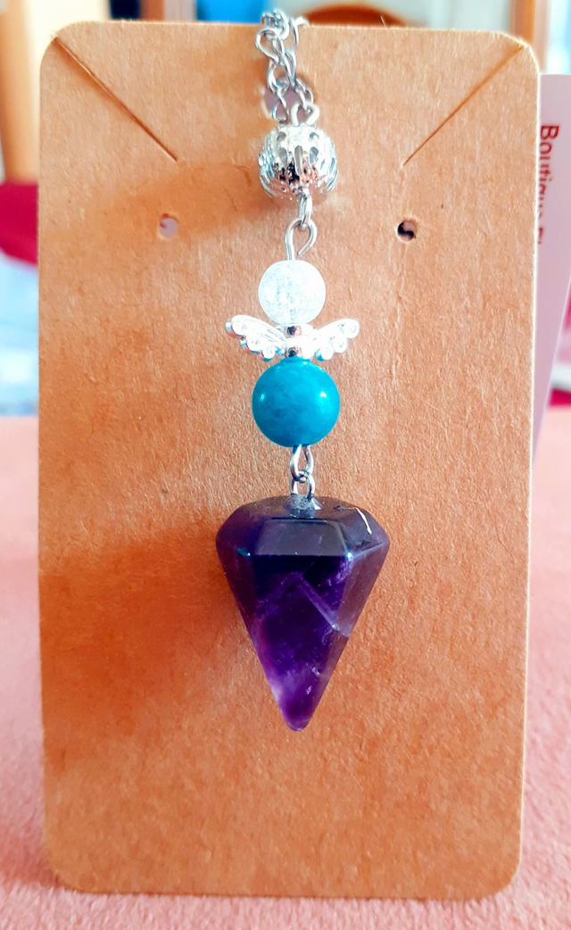 Pendule ange cône en améthyste 