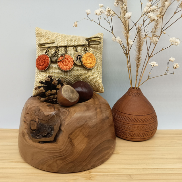 Broche orange et bronze - Broche d'automne