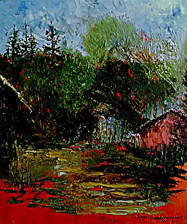 Maneereista irroittelua Kaunissaaressa (38x46 cm)