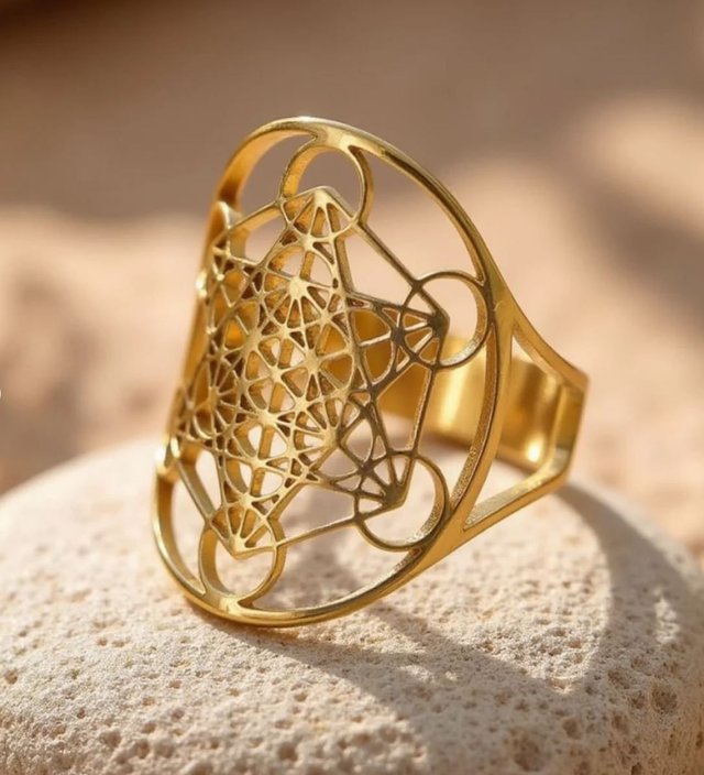 Bague métatron ajustable dorée