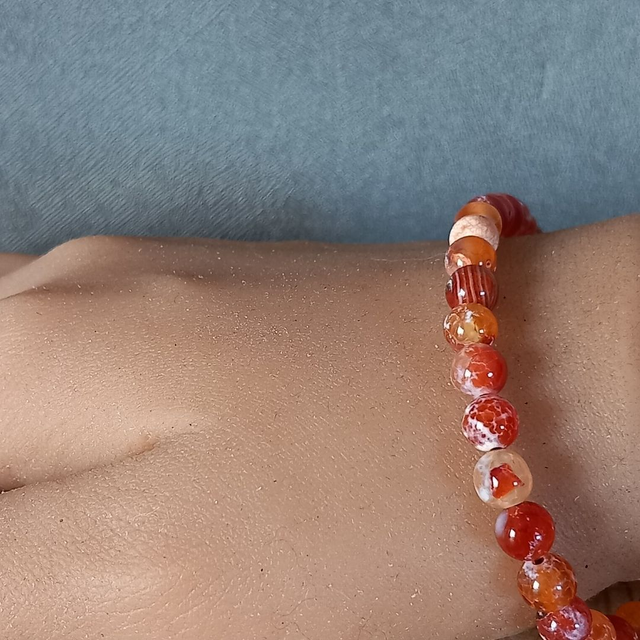 Bracelet ajustable en Agate de feu