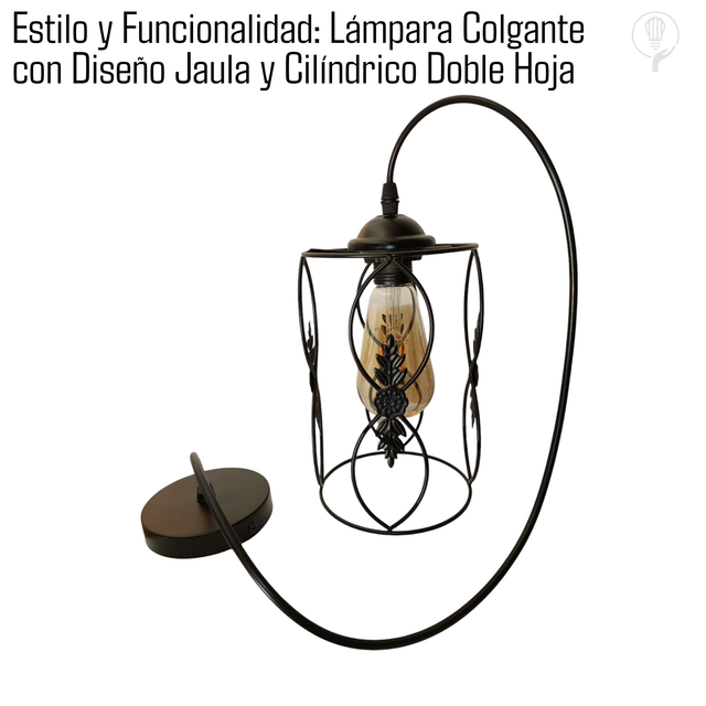 Estilo y Funcionalidad: Lámpara Colgante con Diseño Jaula y Cilíndrico Doble Hoja