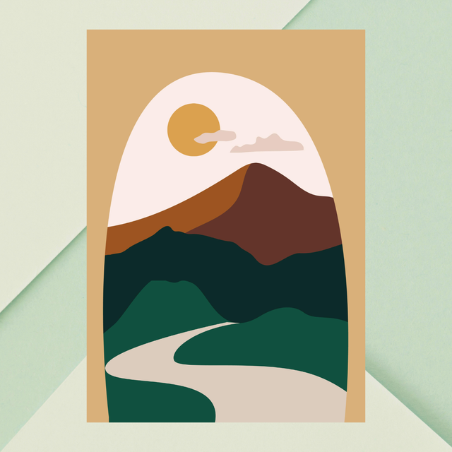 Impression d&#039;Art Paysage Bohème Vue de Fenêtre  / Window View Boho Landscape Art Print – Serene Desert Escape Print