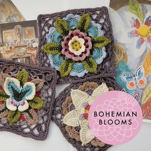 Bohemian Blooms Blanket Crochet Book by Jane Crowfoot