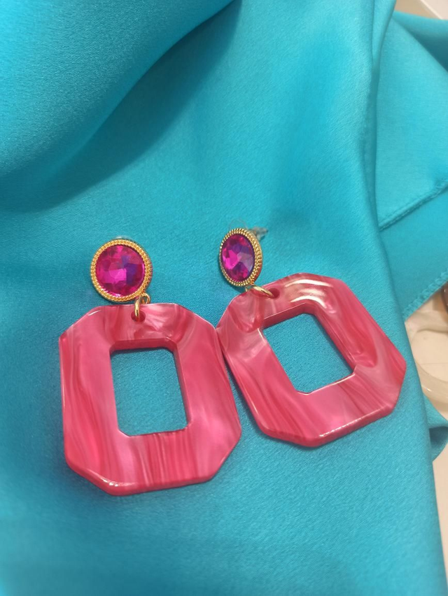 orecchini ottagono fucsia 