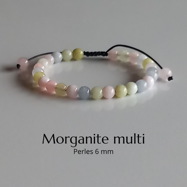 Bracelet ajustable en Morganite multicolore