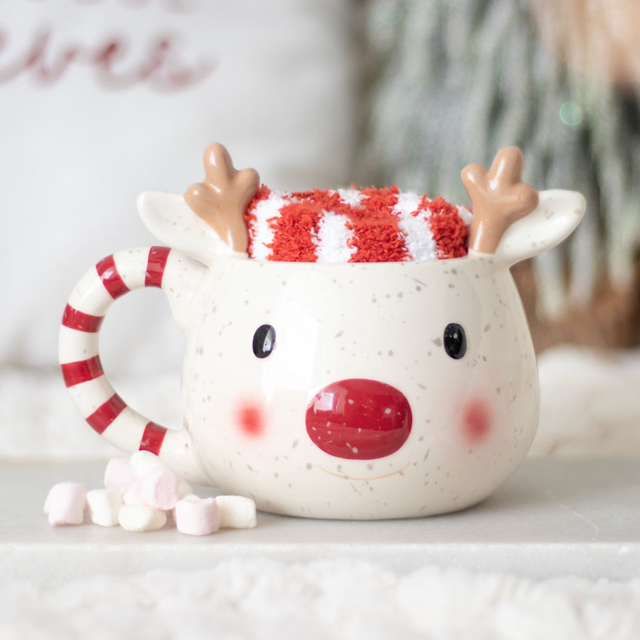 Rudolph reindeer mok en sokken