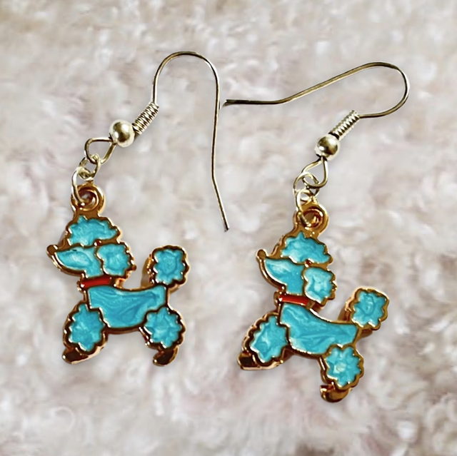 Blue Poodle Earrings 