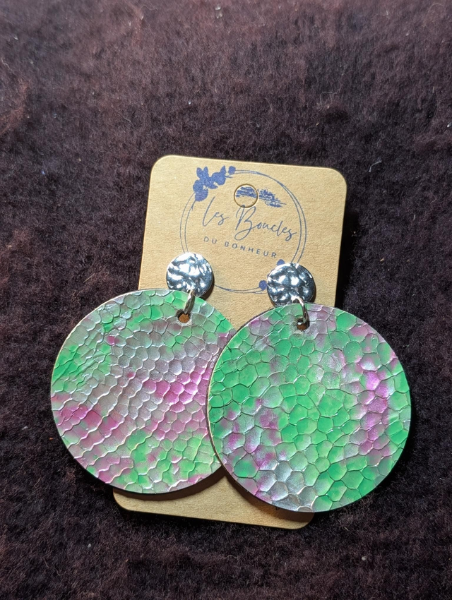 Boucles d'oreilles Moon vert rose mo705