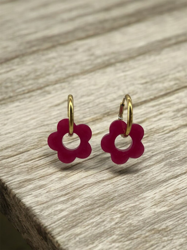 Boucles d'oreilles fleurs résine époxy