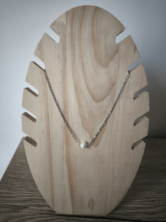 Collier Perle de Majorque Blanche – Bijou Femme en Acier Inoxydable